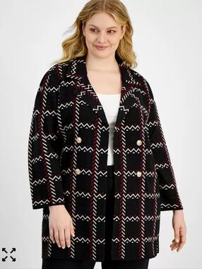 Women's Kasper Plus Size Edge To Edge Notched-Lapel Open Cardigan Jacket Size 1X